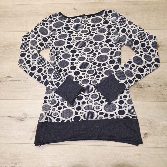 Vtg Womens Vanity Blue Gray All Over Circle Print Y2K Long Sleeve Shirt Sz Lg - Picture 6 of 6